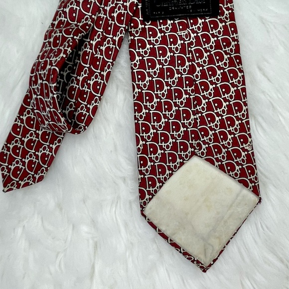 Dior necktie red trotter monogram logo 100% silk - Picture 6 of 8